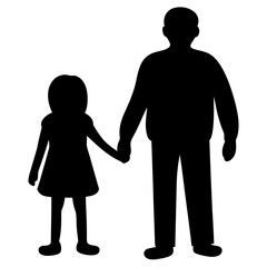 Silhouette of father and daughter holding hands in a loving embrace