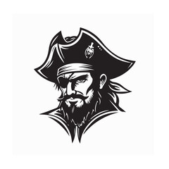 Pirate Captain Head Logo Vector isolated on white background