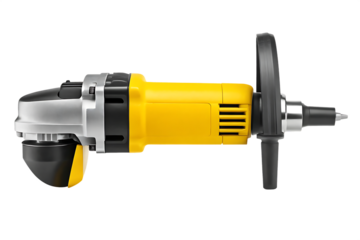 Yellow cordless angle grinder tool isolated on a transparent background power tool