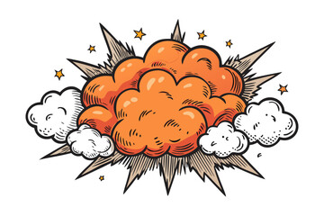 Dynamic explosion with vibrant orange burst and comic book style, perfect for adding impactful emphasis or excitement to your designs, marketing materials, or social media posts