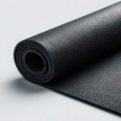 Rolled-up dark gray exercise mat