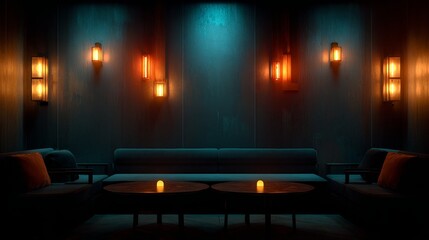 an elegantly designed modern lounge area with a sophisticated ambiance