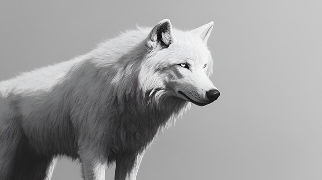 A majestic canine with piercing eyes and a thick, fluffy coat gazes intently, embodying the spirit of the wild and the allure of untamed nature.