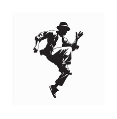 Silhouette of a Tap Dancer in Mid-Step Wearing a Hat