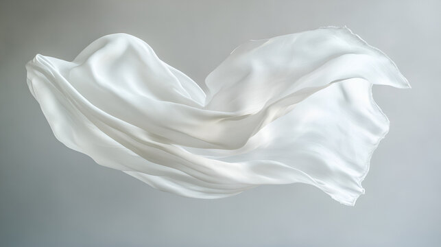 A delicate, flowing fabric dances in the air, creating a sense of ethereal beauty and graceful movement with its soft folds and subtle shadows.