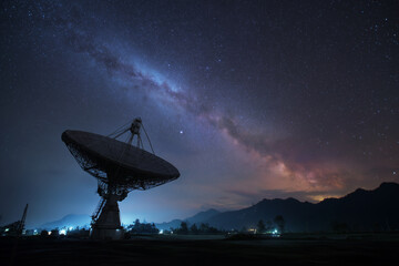 Giant astronomical antennas point to the night sky