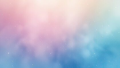 Soft pastel gradient background with pink blue and white hues and scattered white particles throughout it