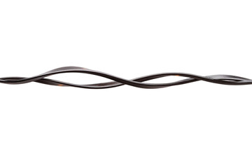 Electric cord wires twisted together in detailed macro shot on transparent background