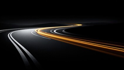 Fototapeta premium Night road curves with light trails