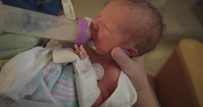 Preemie Babys First Time Eating from a Bottle