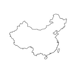 Vector outline map of China with simplified shape