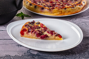 Crusty pie with fresh cherry