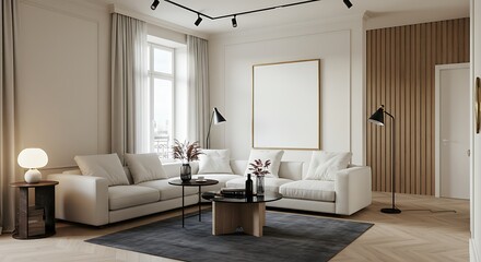 Elegant Modern Living Room Interior Design with Plush White Sofas