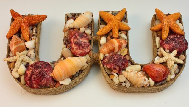 Seashell-embellished "UU" letters