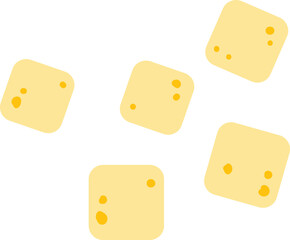 Yellow cheese cubes vector illustration for snacks, salads, and recipes