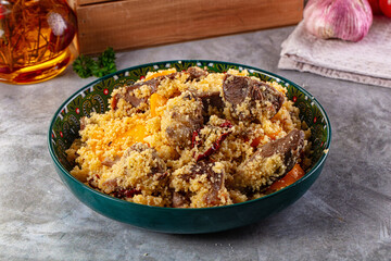 Traditional couscous with lamb and vegetables