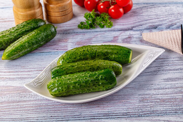 Homemade lightly salted cucumbers snack