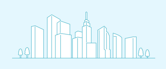 Obraz premium シンプルなビル群の風景のイラスト