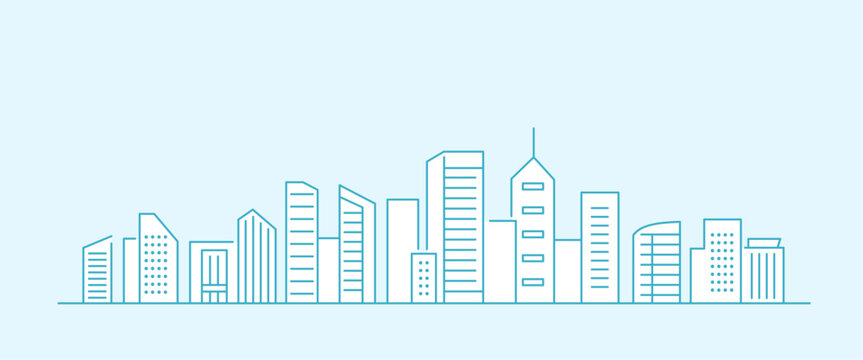 シンプルなビル群の風景のイラスト