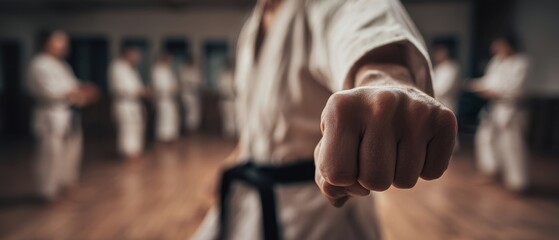 The Karate Practitioner Demonstrating Precision in Martial Arts Training Session