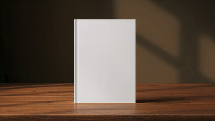 Blank Hardcover Book Mockup on Wooden Table