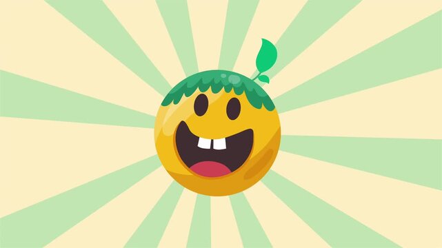 A happy emoji wearing a green leaf cap smiles cheerfully on emoji day