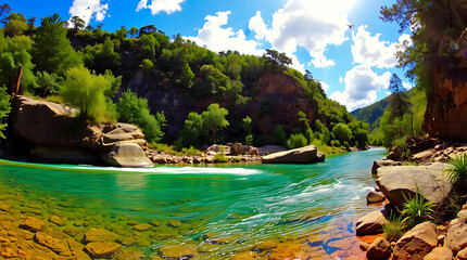 Man on a bicycle with his dog in a basket on the front
