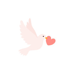 Wedding doves with heart. Vector illustration.
