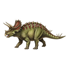 Triceratops Dinosaur Watercolor Illustration