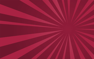 Bright red background featuring bold radial lines radiating out.