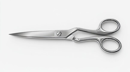 Fototapeta premium High-angle view of a pair of shiny metal scissors