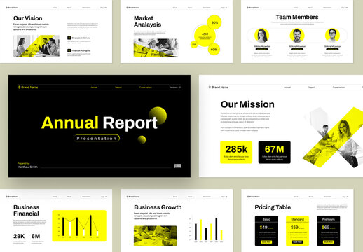 Company Annual Report Presentation Template with Gradient Accents