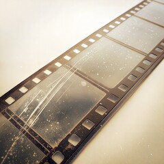  Old film strip &ndash; dusty grain effect vintage negative photography frame, retro cinema reel border for scrapbook decoration, old-fashioned film overlay
