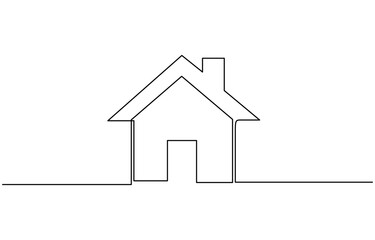 Continuous one line drawing of House icon vector illustration. Editable outline