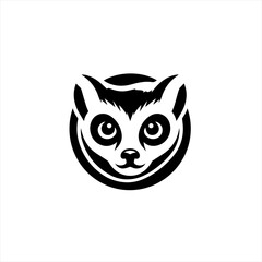 Fototapeta premium Stylized black and white lemur face logo design