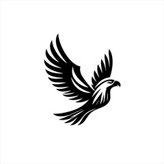 Obraz premium Stylized black silhouette of an eagle in flight