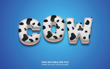 Cow 3D editable text style effect