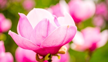 Obraz premium Close-up of a vibrant pink magnolia blossom (1)