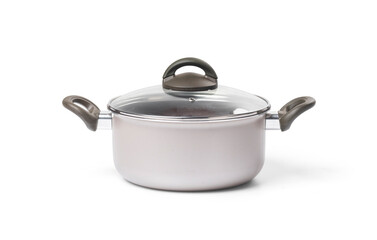 Kitchenware Stainless Cooker Pot On Isolated PNG Transparent Background . Cut out Clipping Path With Adobe Photoshop. PNG Transparent Cooker 