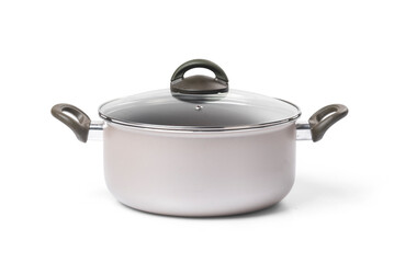 Kitchenware Stainless Cooker Pot On Isolated PNG Transparent Background . Cut out Clipping Path With Adobe Photoshop. PNG Transparent Cooker 