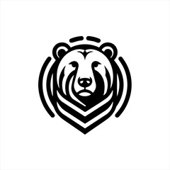 Stylized black bear head logo design