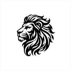 Stylized black lion head profile silhouette