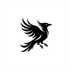 Obraz premium Stylized black phoenix bird silhouette with wings spread