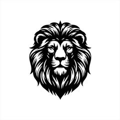Fototapeta premium Bold black and white lion head illustration