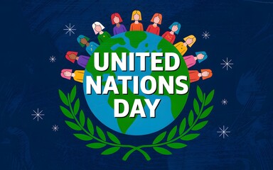 United nations day celebration with diverse people around the globe