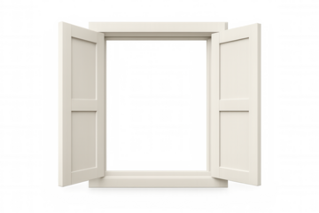 Open white window with transparent background, perfect for architectural visualization or design projects