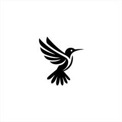 Obraz premium Stylized black hummingbird in flight with wings spread wide