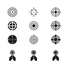 Minimalist Black Silhouette Target Icon Set
