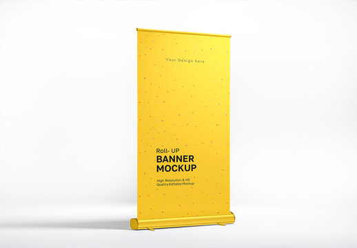 Vertical Exhibition Event Roll-Up Banner Mockup