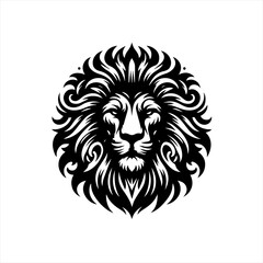 Fototapeta premium Stylized black and white lion head emblem